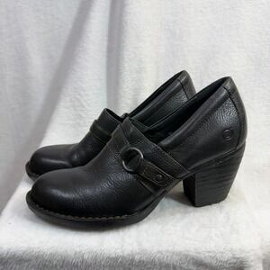 Born 9M Heeled Channi Loafer Black Leather Buckle Steampunk Witch Goth Victorian